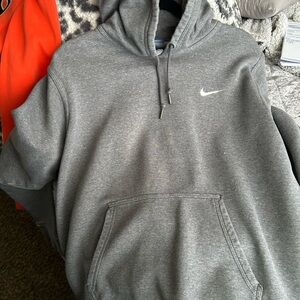 Nike Gray Pullover Hoodie with White Swoosh